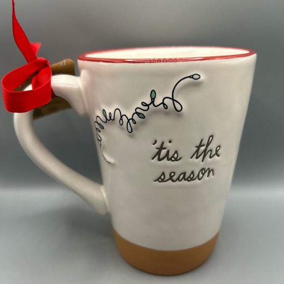 Rae Dunn Peanuts Snoopy Buffalo Plaid Dog House TIS THE SEASON Christmas Mug NEW - Picture 3 of 3